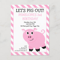 Let's Pig Out Birthday Party Postcard Invitation