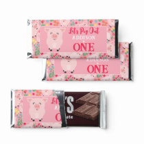 Let's Pig Out Farm Animal Floral Girls Birthday Hershey Bar Favors