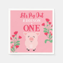 Let's Pig Out Farm Animal Floral Girls Birthday Napkins