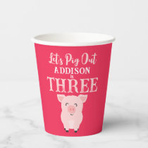 Let's Pig Out Farm Animal Floral Girls Birthday Paper Cups