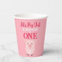 Let's Pig Out Farm Animal Floral Girls Birthday Paper Cups