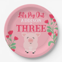 Let's Pig Out Farm Animal Floral Girls Birthday Paper Plates