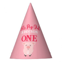 Let's Pig Out Farm Animal Floral Girls Birthday Party Hat