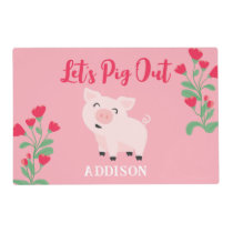 Let's Pig Out Farm Animal Floral Personalized Placemat
