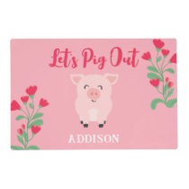 Let's Pig Out Farm Animal Floral Personalized Placemat