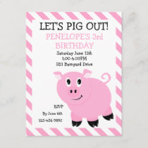 Let's Pig Out Piggy Birthday Party Invitation