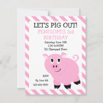Let's Pig Out Piggy Birthday Party Invitation