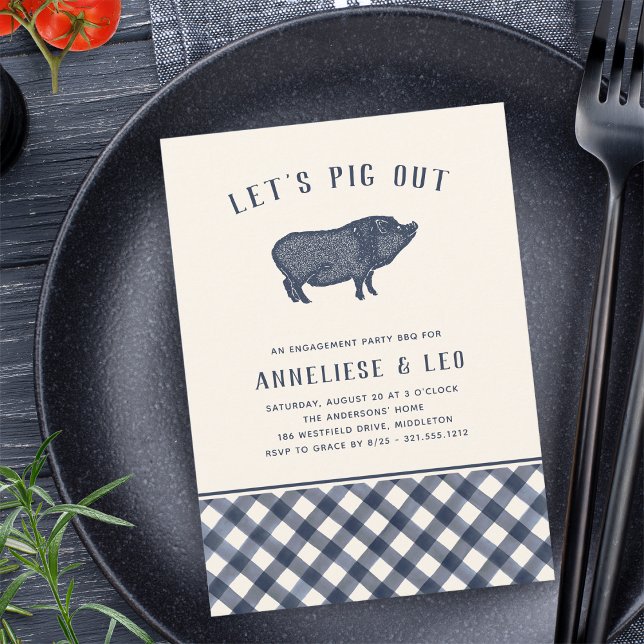 Let's Pig Out | Summer BBQ Engagement Party Invitation (Creator Uploaded)