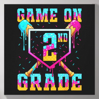 Let's Play 2nd Grade Second Drip Baseball First Canvas Photo Tile