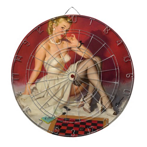 Lets Play a Game _ Retro Pinup Girl Dartboard With Darts