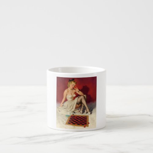 Lets Play a Game _ Retro Pinup Girl Espresso Cup