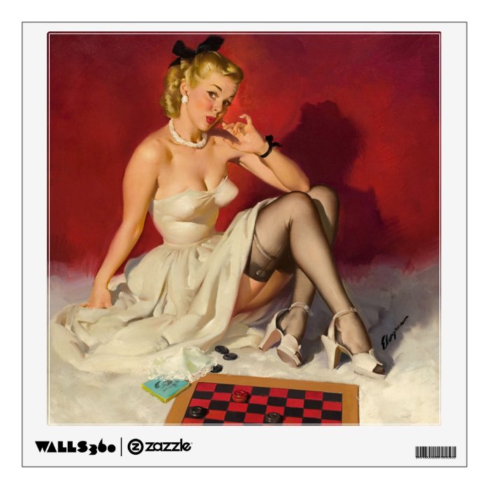 Lets Play a Game   Retro Pinup Girl Wall Decals