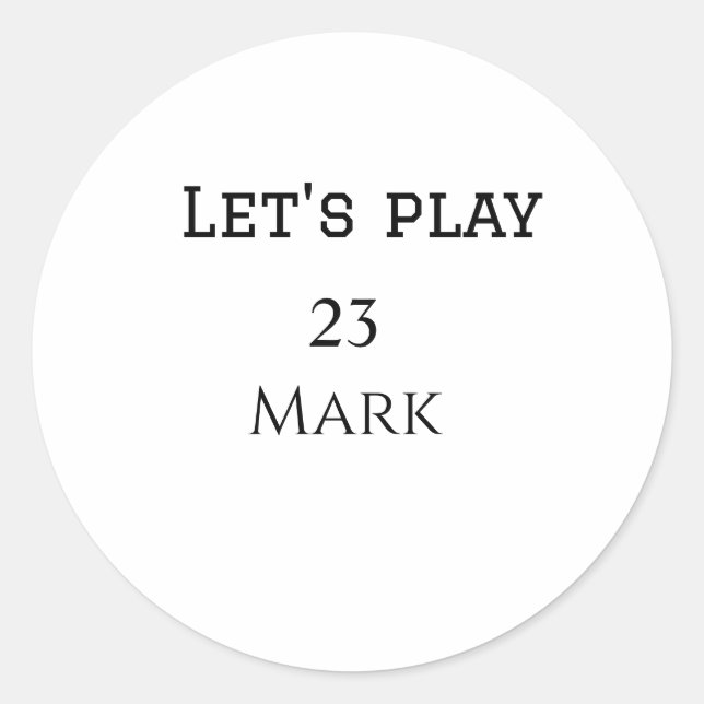 Let's play add name monogram letter sports masculi classic round sticker (Front)