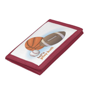 Let's play ball: baseball, basketball & football trifold wallet