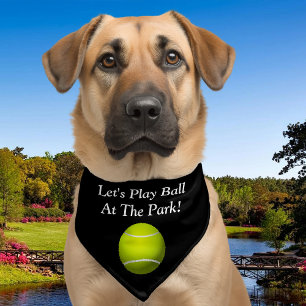 Let's Play Ball...Funny Dog Message, Black Pet Bandana Collar