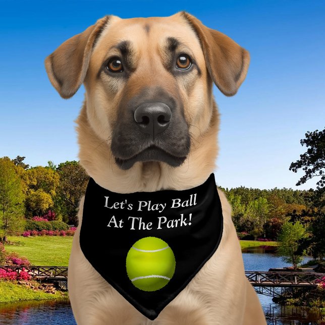 Let's Play Ball...Funny Dog Message, Black Pet Bandana Collar (Creator Uploaded)