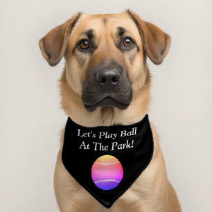 Let's Play Ball Funny Dog Message Pink Ball, Black Pet Bandana Collar