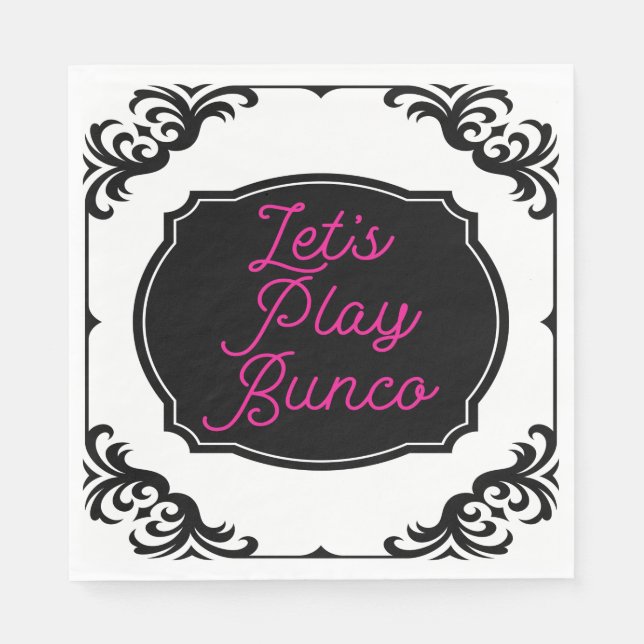 Let's Play Bunco Fun Pink Black Elegant Napkins (Front)