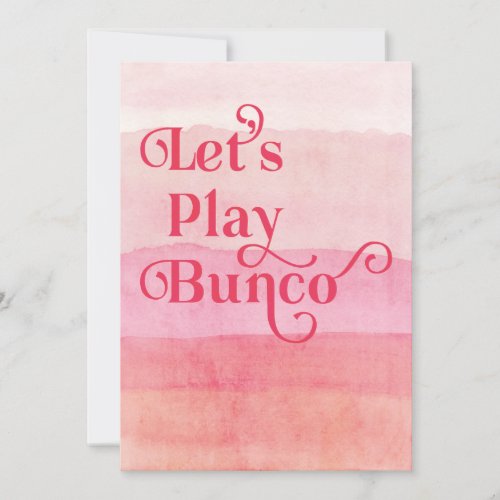 Lets Play Bunco Pink Bunco Party Invitation