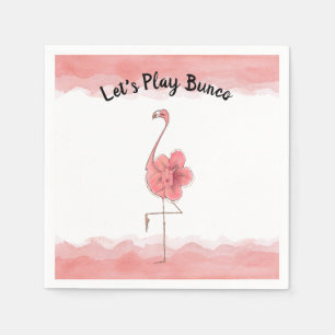 Let's Play Bunco Pink Flamingo Tropical Flower Napkins
