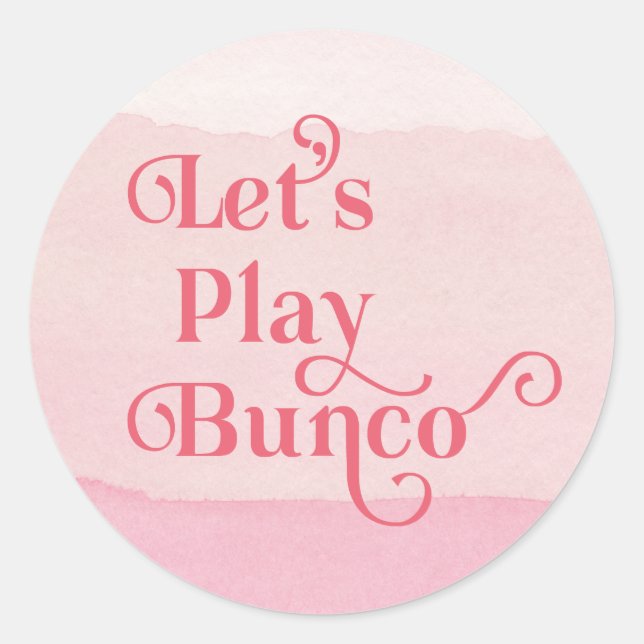 Let's Play Bunco Pink Modern Classic Round Sticker (Front)