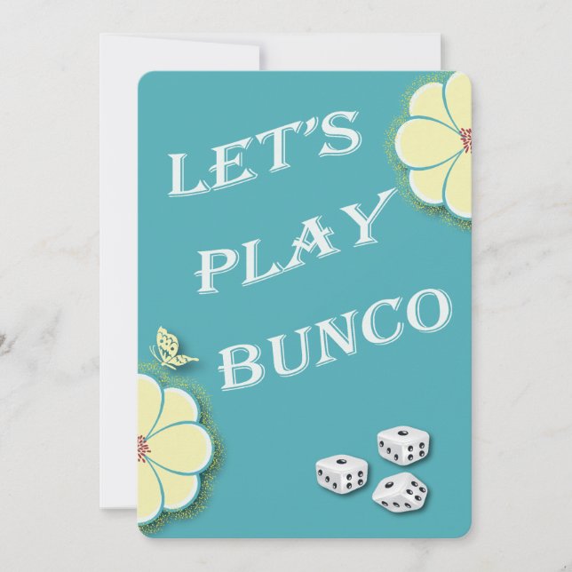 Let's Play Bunco Yellow Spring Flowers Invitation (Front)