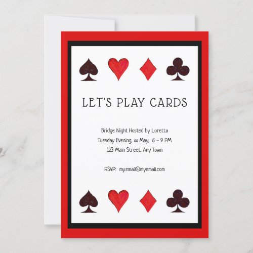 Lets Play Cards a Card Game Party Invitation