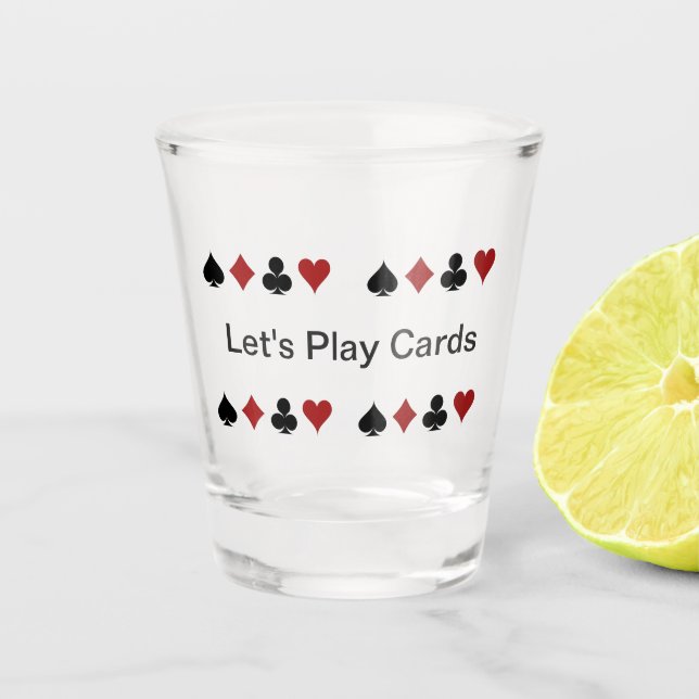 "Let's Play Cards" Card Players Shot Glass (Front)