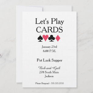 Let's Play Cards Pot Luck Supper Invitation