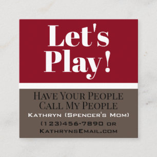 "Let's Play" Child's Playdate Square Business Card