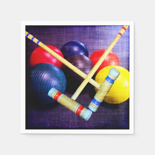 Let's Play Croquet Grunge Style Paper Napkins (Front)