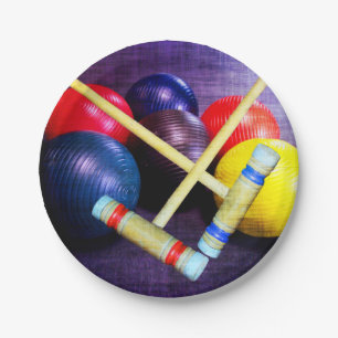 Let's Play Croquet Grunge Style Paper Plates