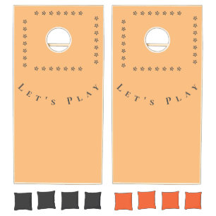Let's Play Custom Text Stars Image Black - Orange  Cornhole Set