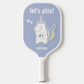 Let's Play! - Cute Kids Unicorn Pickleball Paddle