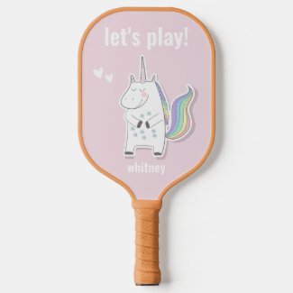 Let's Play! - Cute Kids Unicorn Pickleball Paddle