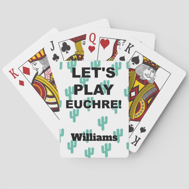 Let's Play Euchre! Cactus Design Custom Poker Cards (Back)