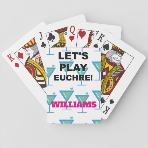 Lets Play Euchre Martini Design Poker Cards
