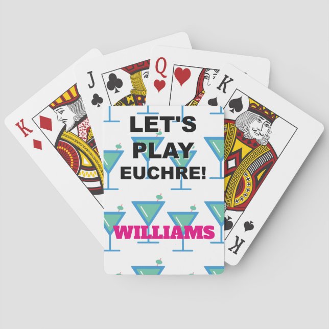 Let's Play Euchre! Martini Design Poker Cards (Back)