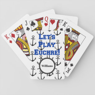 Let's Play Euchre Nautical Anchor Playing Cards
