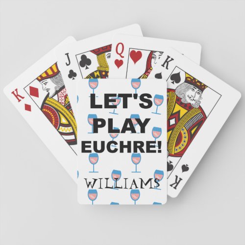 Lets Play Euchre Wine Glass Theme Playing Cards