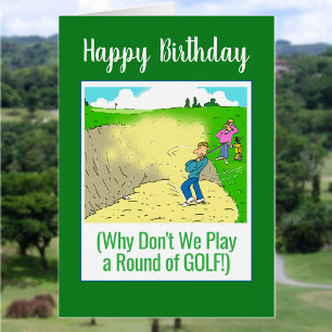Let's Play Golf. Funny Happy Birthday Golfer Cards