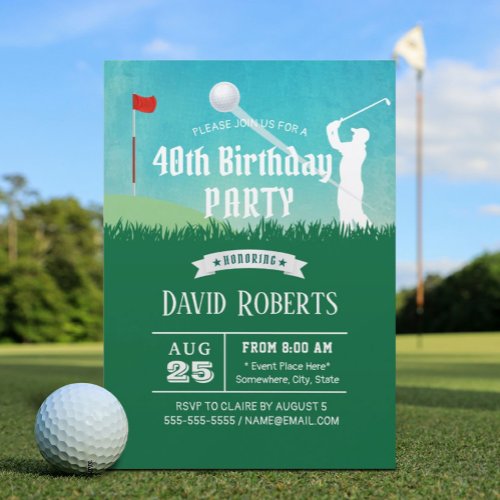 Lets Play Golf Outdoor 40th Birthday Party Invitation