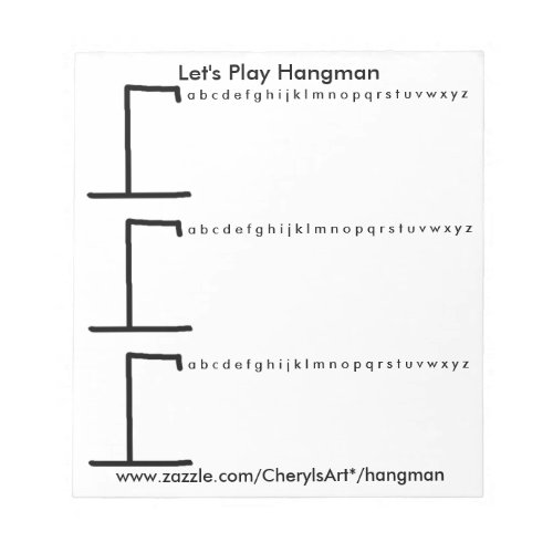 Lets Play Hangman 3 Games per Sheet Notepads