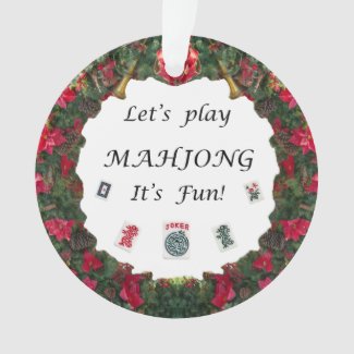 Let's Play MahJong it's Fun around wreath         