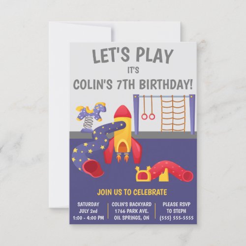 Lets Play  Outdoor Playground Birthday Party Invitation