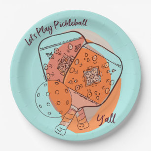 Let's Play Pickleball Y'all Party Paper Plates