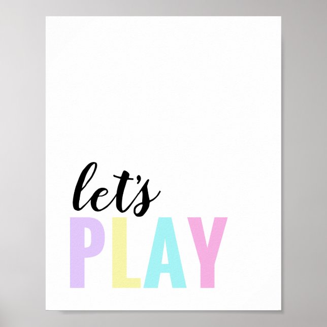 Let's Play Playroom Pastel Rainbow Poster (Front)