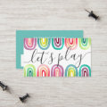Let's Play Rainbow Playdate Parent Networking Call Calling Card | Zazzle