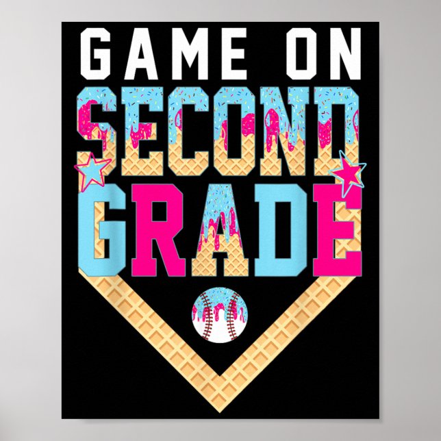 Let's Play Second 2nd Grade Baseball Back To Poster (Front)