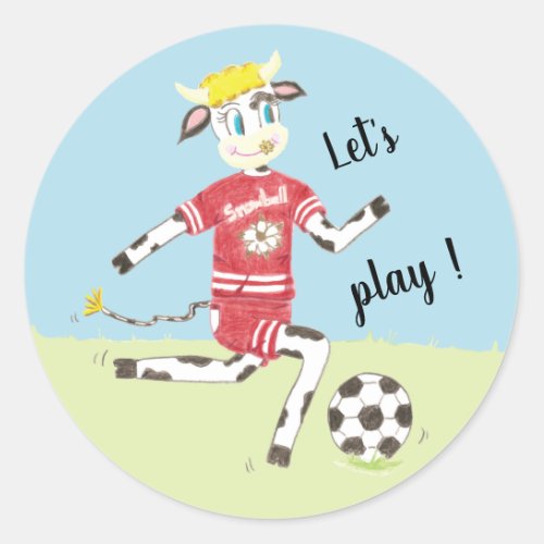 Lets play soccer cow stickers